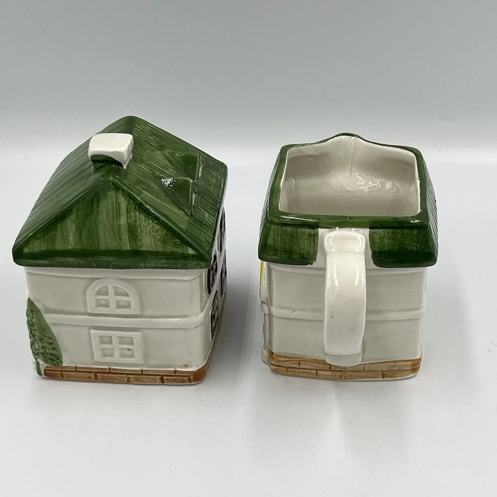 Vintage Jay Imports Cottages Ceramic Sugar & Creamer Set‎ Cottage Farmhouse Core